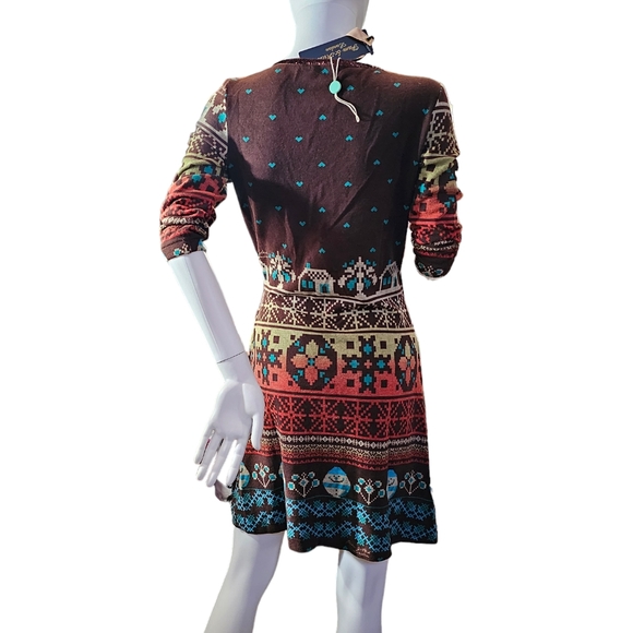 Pam & Arch Faux Wrap Dress In Coffee Brown Size M/L NWT - Picture 5 of 13